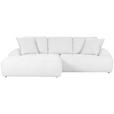 ECKSOFA in Flachgewebe Weiß 195/286 cm - Schwarz/Weiß, KONVENTIONELL, Kunststoff/Textil (195/286cm) - Carryhome