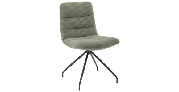 STUHL  in Cord Textil  - Schwarz/Olivgrün, Design, Textil/Metall (52/88/66cm) - Dieter Knoll