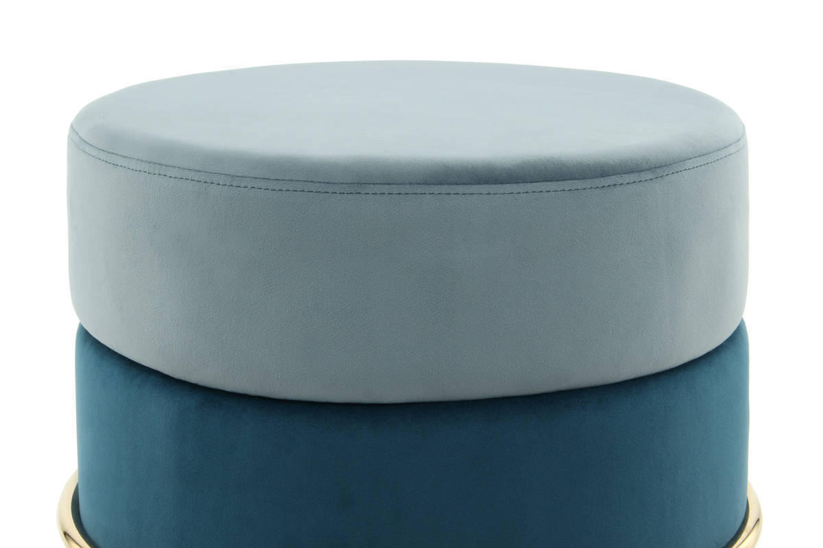 HOCKER in Metall, Textil, Holzwerkstoff Blau, Goldfarben  - Blau/Goldfarben, Basics, Holzwerkstoff/Textil (48,5/46/48,5cm) - Kayoom