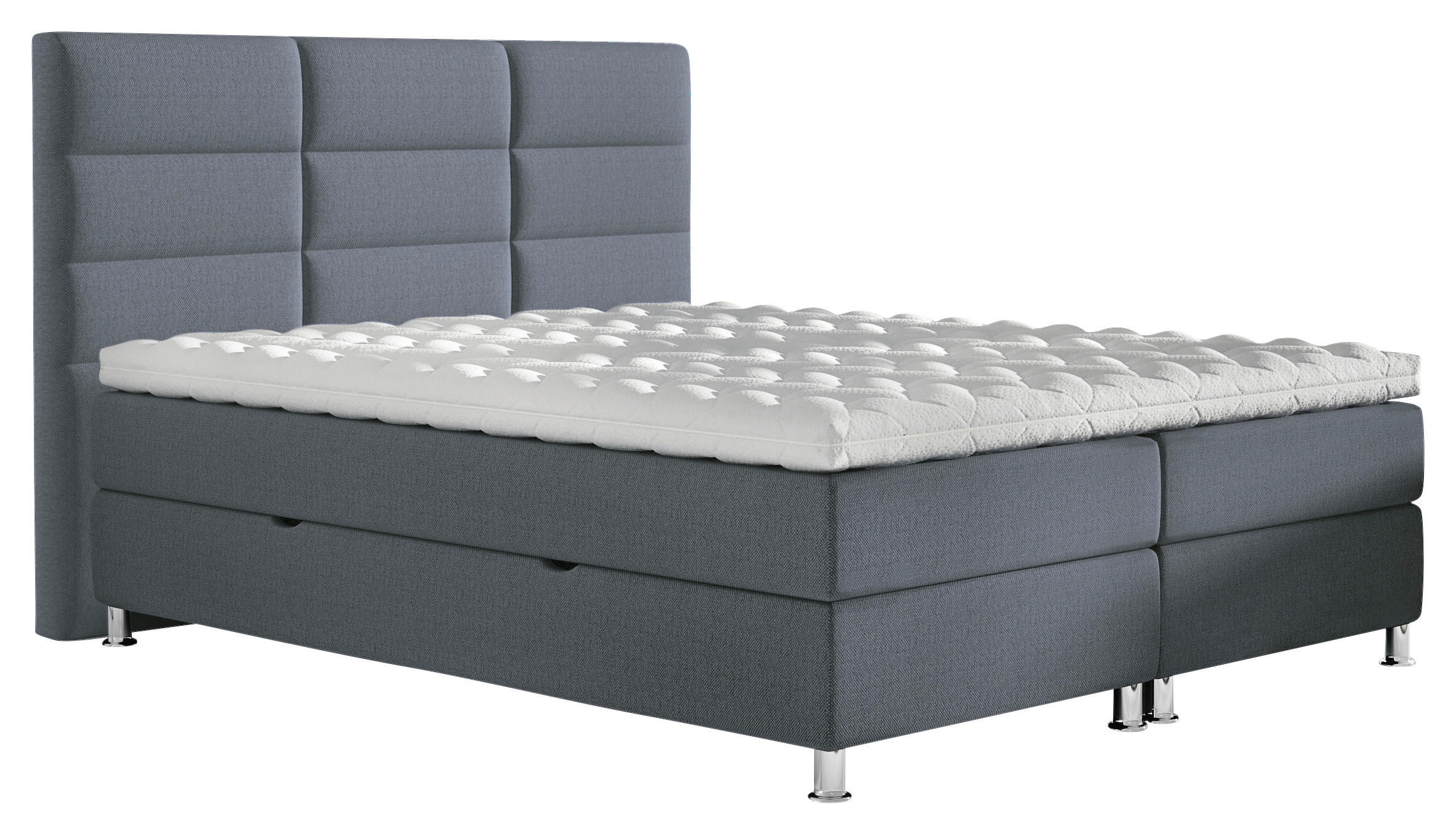 BOXBETT 140/200 cm  in Blau, Grau  - Chromfarben/Blau, KONVENTIONELL, Textil/Metall (140/200cm) - Carryhome