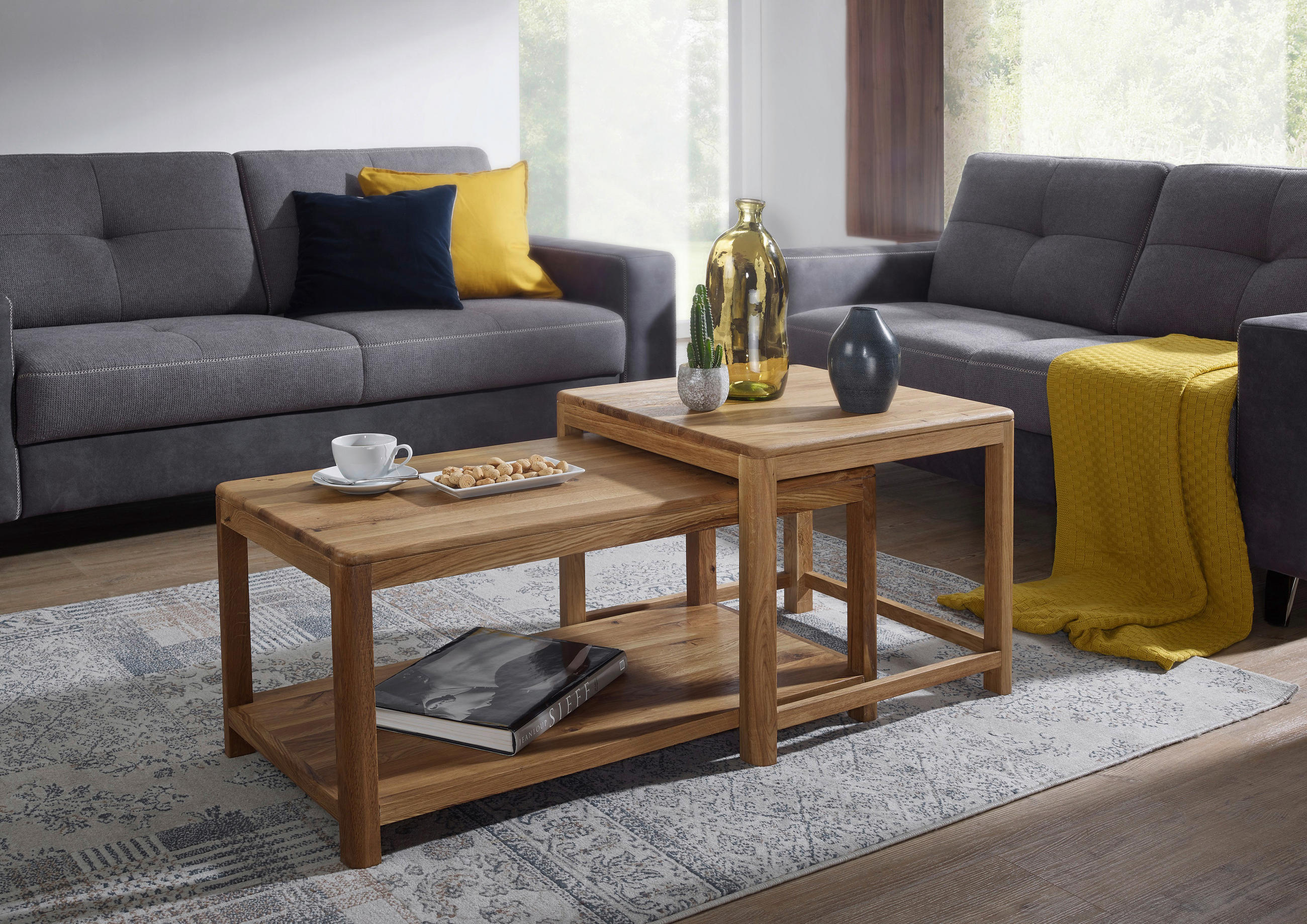COUCHTISCH Eiche massiv 90/55/50 cm Eichefarben  - Eichefarben, Basics, Holz (90/55/50cm)