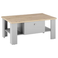 COUCHTISCH rechteckig Eichefarben, Hellgrau  - Eichefarben/Silberfarben, Design, Holzwerkstoff/Metall (107/46/67cm) - MID.YOU