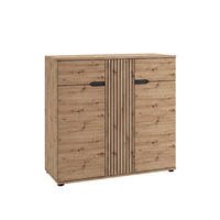 KOMMODE , 104/98/37 cm, 2 Schublade(n)  - Schwarz/Eiche Artisan, Design, Holzwerkstoff/Kunststoff (104/98/37cm) - MID.YOU