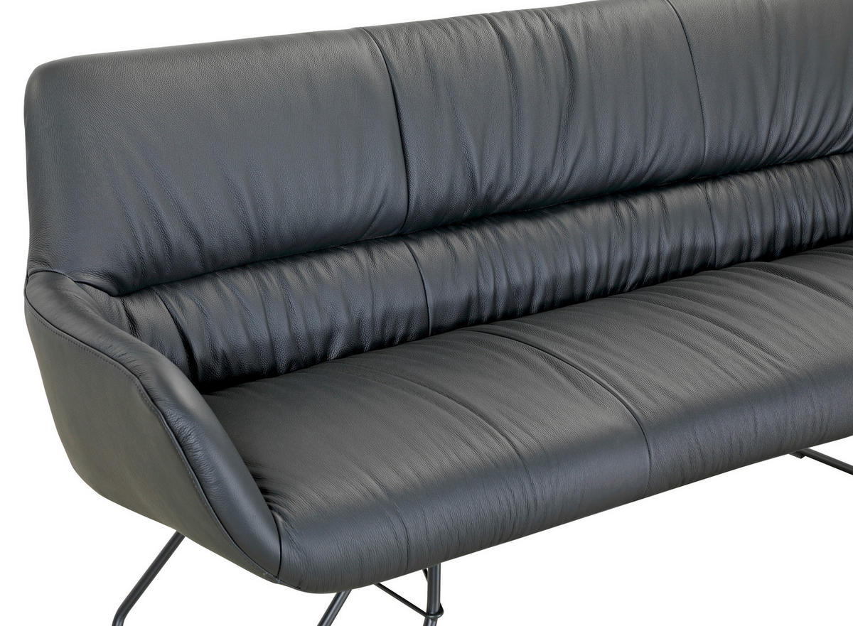 SITZBANK 201,5/87/67,5 cm Echtleder Schwarz  - Schwarz, Design, Leder/Metall (201,5/87/67,5cm) - Dieter Knoll