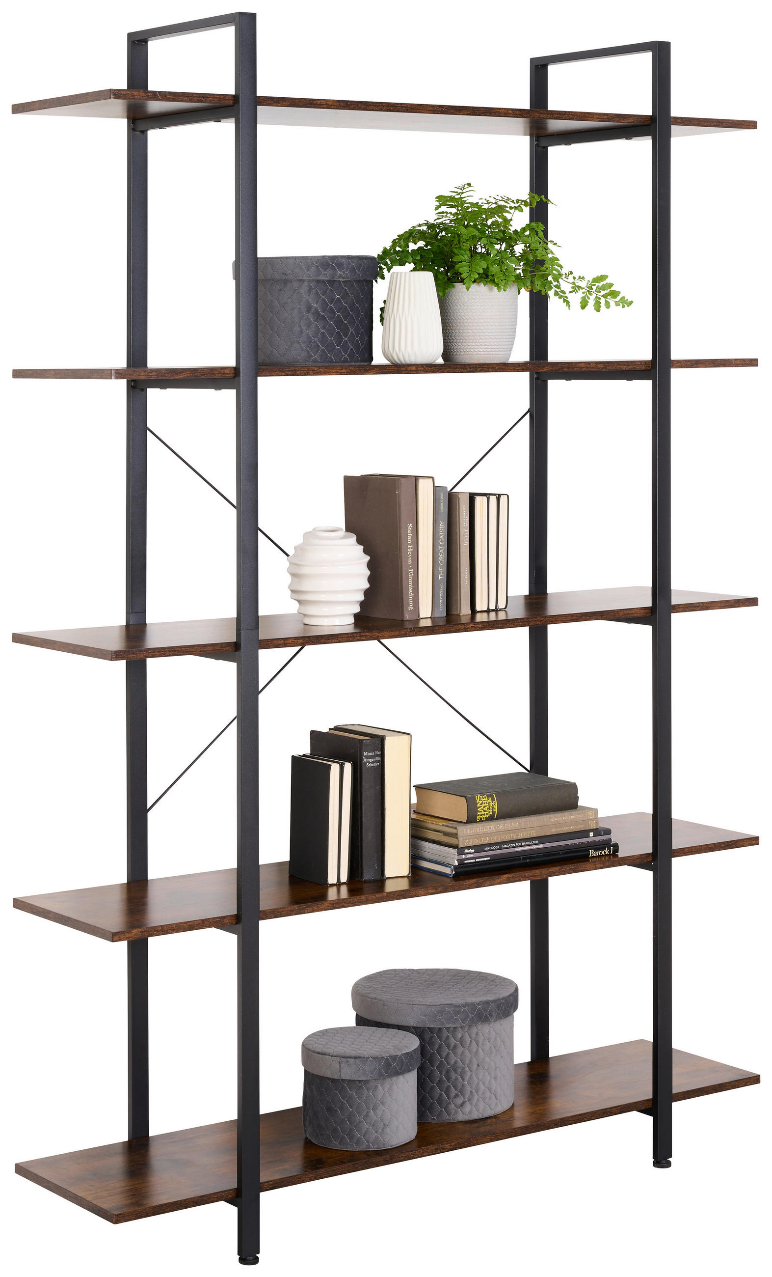 REGAL Naturfarben, Schwarz - Schwarz/Naturfarben, Trend, Holzwerkstoff/Metall (120/180/32cm) - Carryhome
