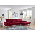 ECKSOFA Rivello in Echtleder Rot  328/193 cm  - Rot/Schwarz, Design, Leder/Metall (328/193cm) - Dieter Knoll