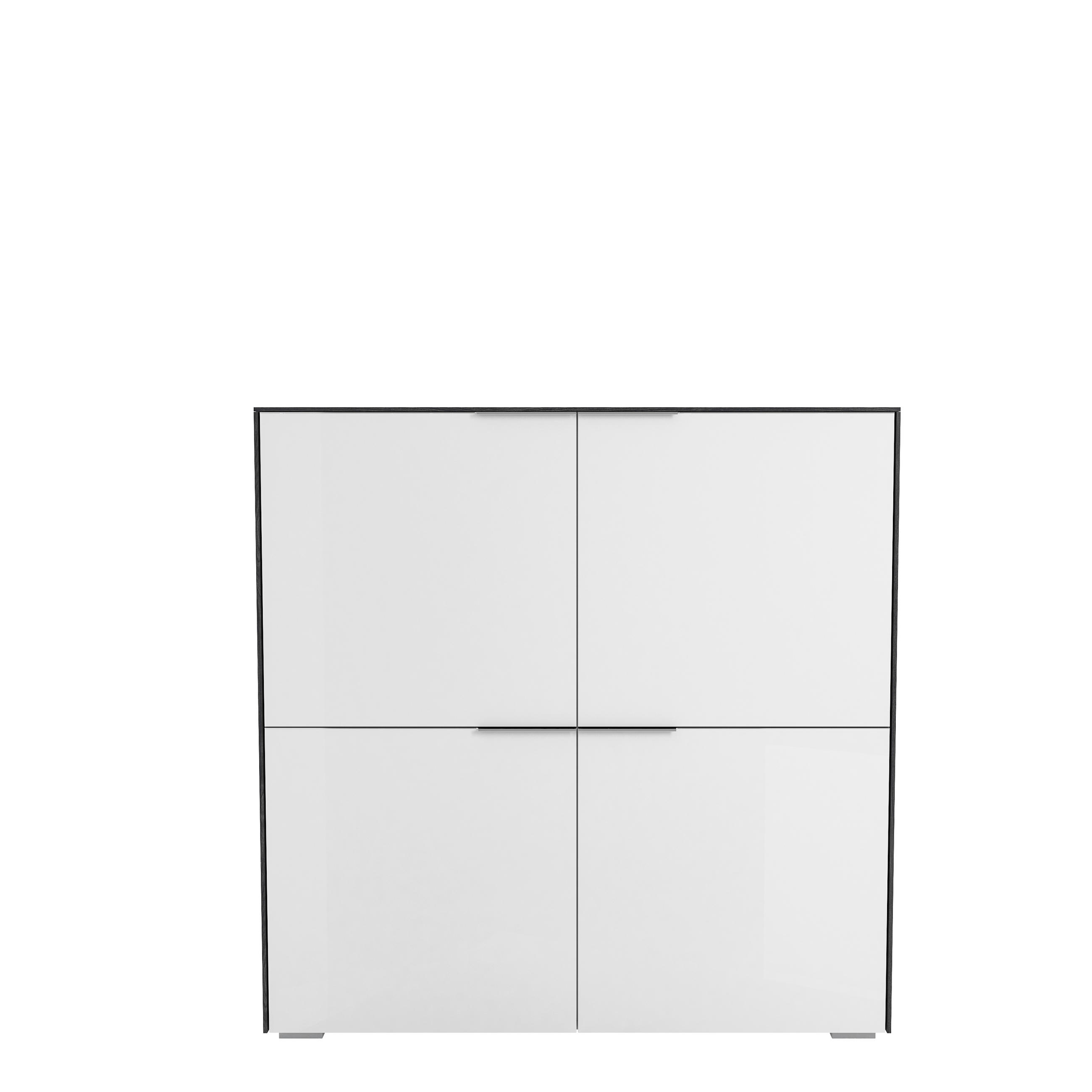 SCHUHSCHRANK Weiß, Eichefarben - Chromfarben/Eichefarben, Design, Glas/Holzwerkstoff (128/129,5/37,3cm) - Voleo
