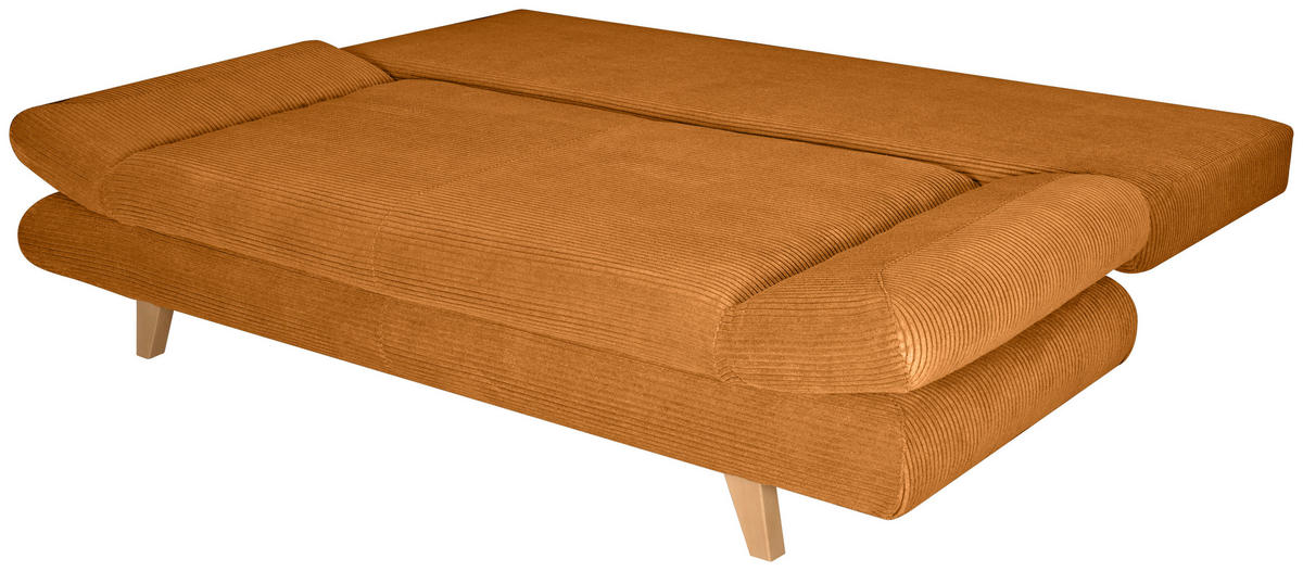 SCHLAFSOFA  mit Schlafen auf Sitzhöhe, haustierfreundlicher Bezug Cord Kupferfarben  - Buchefarben/Kupferfarben, KONVENTIONELL, Holz/Textil (200/75/85cm) - Carryhome