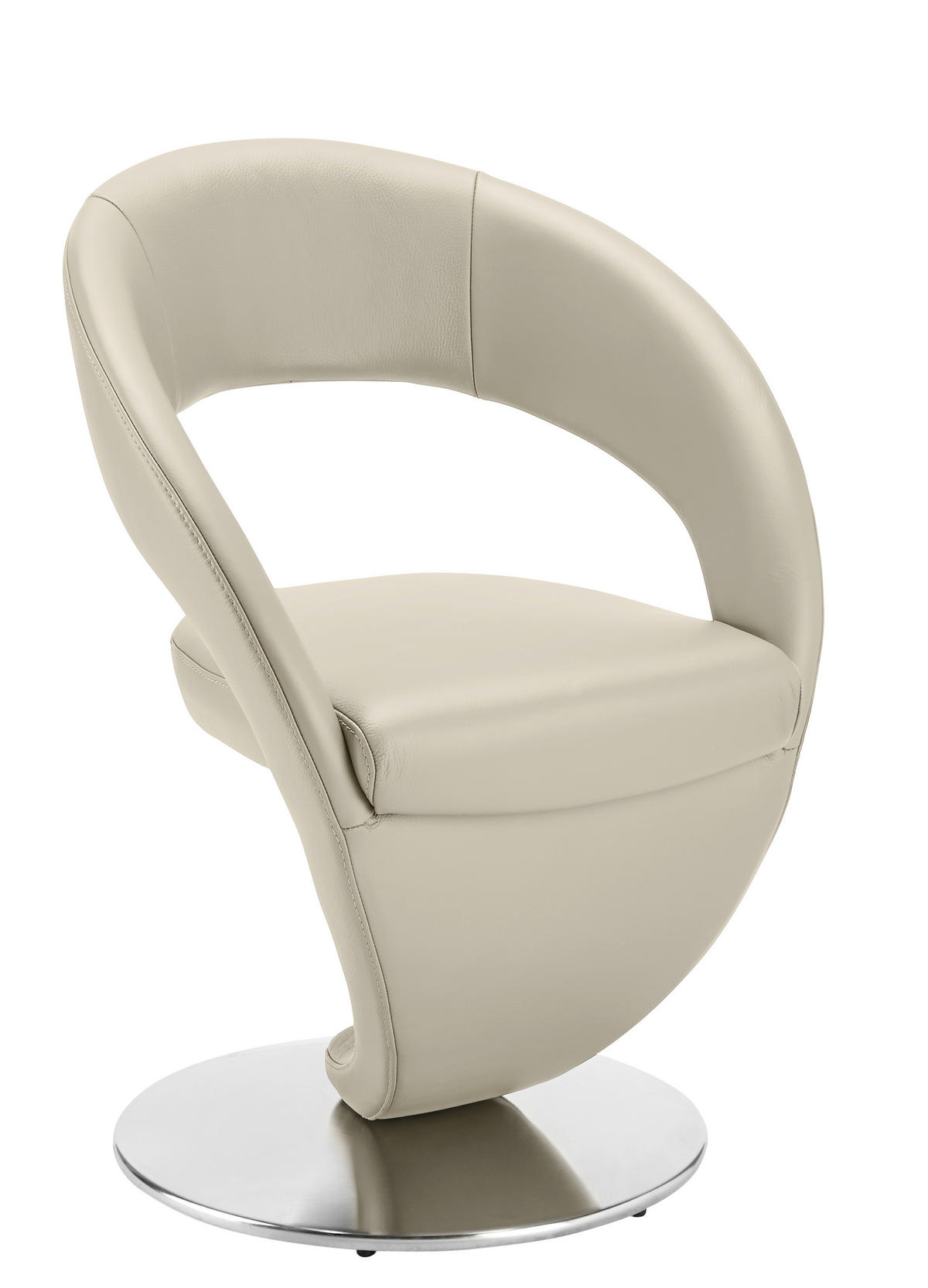 STUHL Echtleder Creme, Edelstahlfarben  - Edelstahlfarben/Creme, Design, Leder/Metall (62/86/61cm) - Moderano