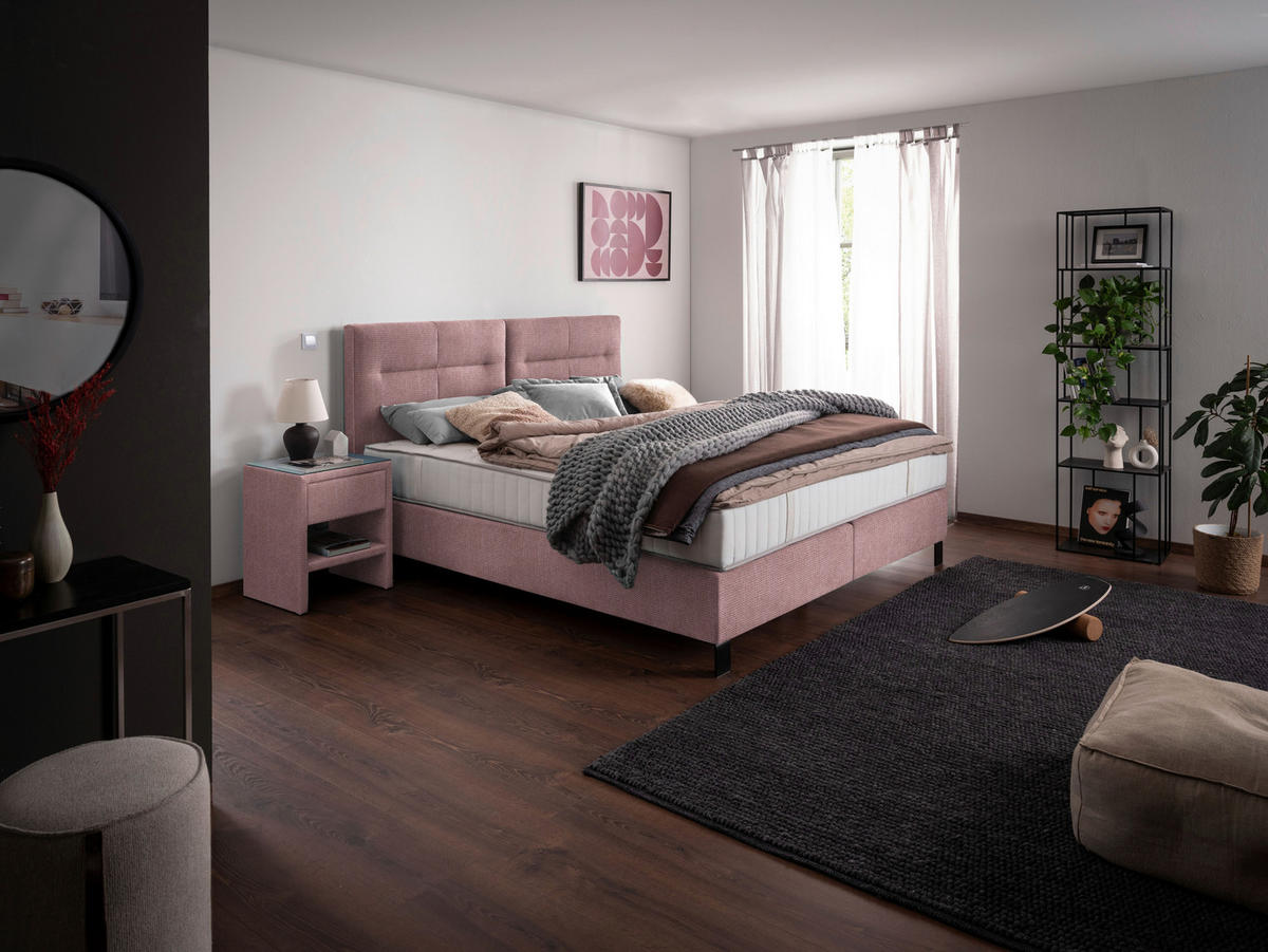 BOXSPRINGBETT 160/220 cm  in Altrosa  - Schwarz/Altrosa, Konventionell, Textil/Metall (160/220cm) - Esposa