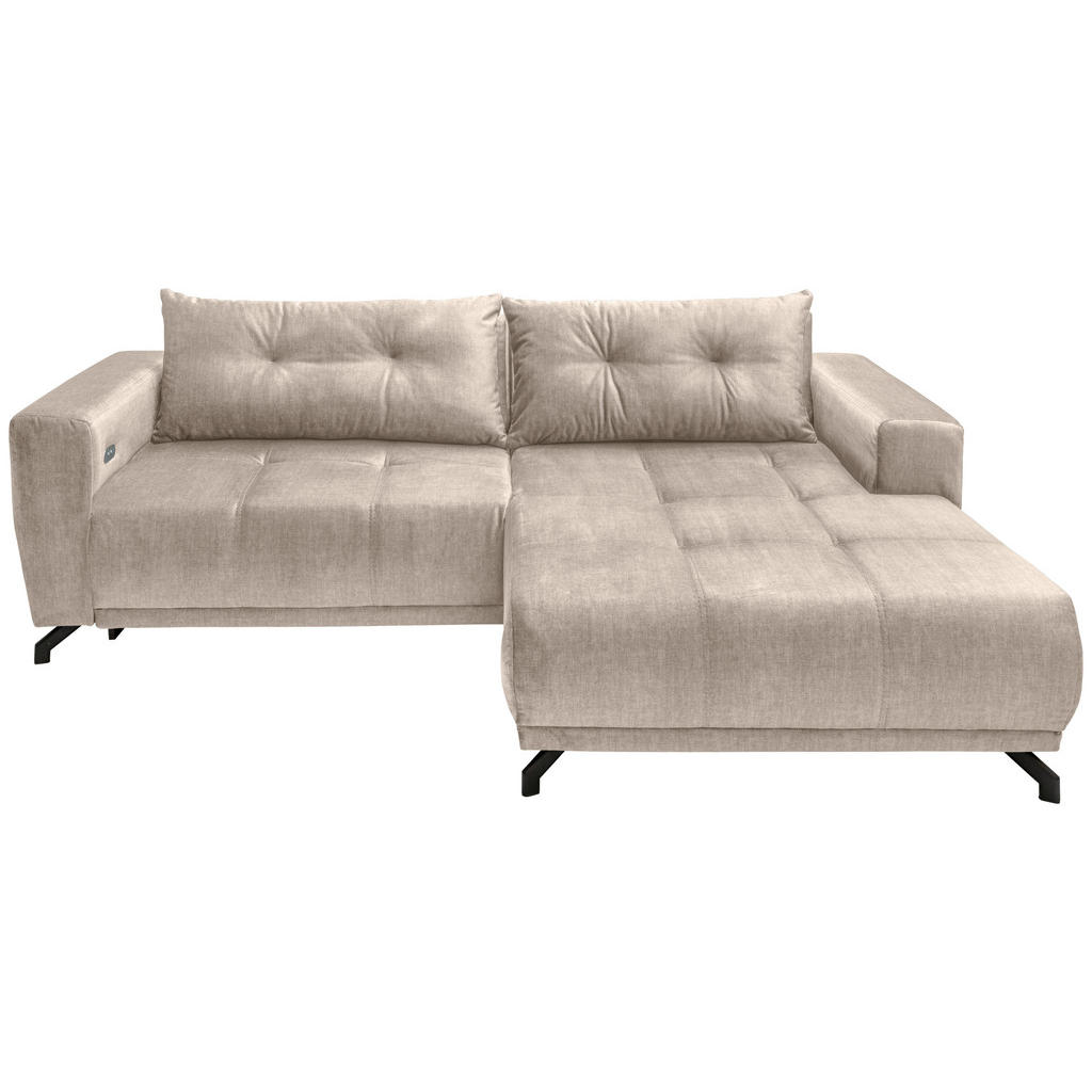 Thumbnail - Mid.you Ecksofa Restato, Creme, Textil, Uni, 4-Sitzer, Füllung: Schaumstoff, Ottomane rechts, L-Form, 246x177 cm, Made i...