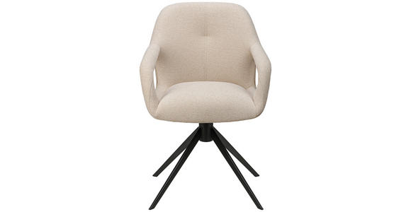 ARMLEHNSTUHL in Eisen Webstoff - Beige/Schwarz, Design, Textil/Metall (59,5/85,5/61,5cm) - Novel