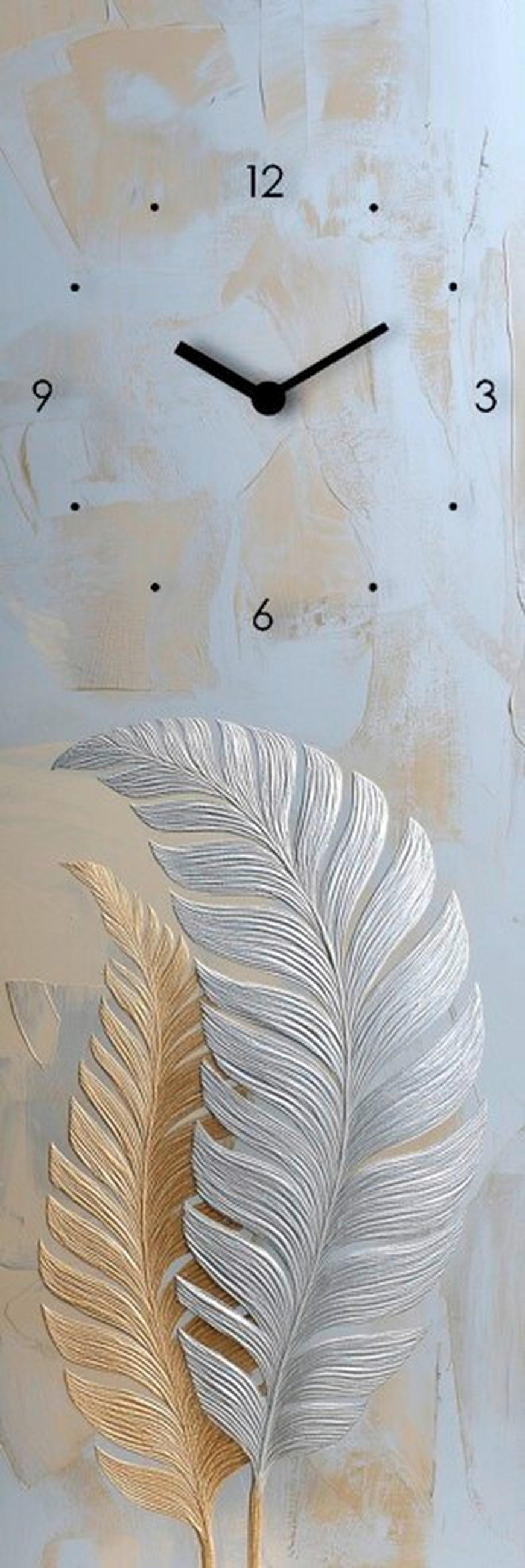 WANDUHR Time For Leaves II Multicolor, Weiß 20/60/3.1 cm  - Multicolor/Weiß, Basics, Glas (20/60/3.1cm) - Euroart