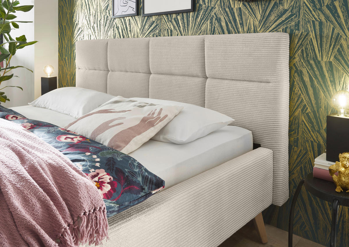 POLSTERBETT 140/200 cm,  in Beige,  - Eichefarben/Beige, KONVENTIONELL, Holz/Textil (140/200cm) - SetOne by Musterring