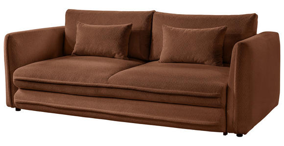 SCHLAFSOFA Struktur Rostfarben Zierkissen, Rückenkissen, Bettkasten, Schlaffunktion, Rücken echt, Liegefläche im Originalstoff  - Rostfarben/Schwarz, KONVENTIONELL, Kunststoff/Textil (237/94/117cm) - Carryhome