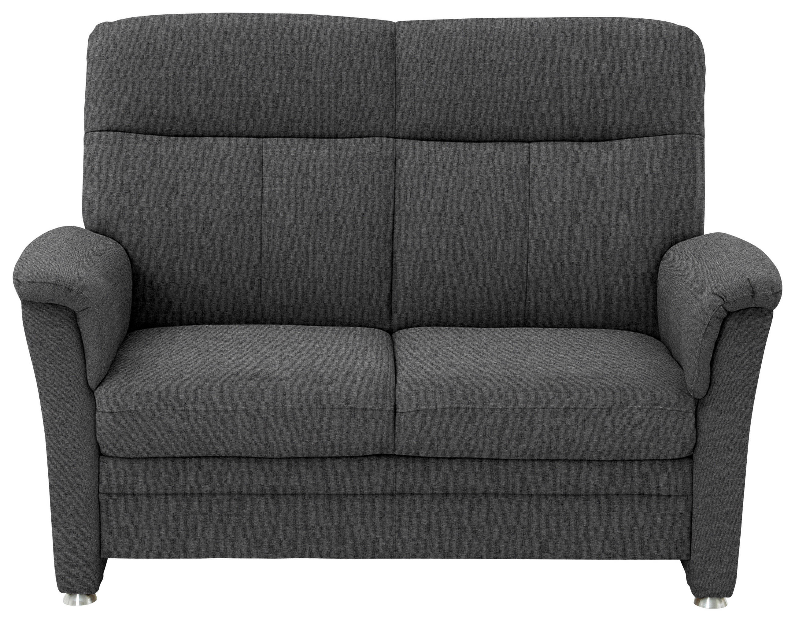 2-SITZER-SOFA  in Flachgewebe Dunkelgrau  - Dunkelgrau/Alufarben, KONVENTIONELL, Textil/Metall (142/100/89cm) - Beldomo Comfort