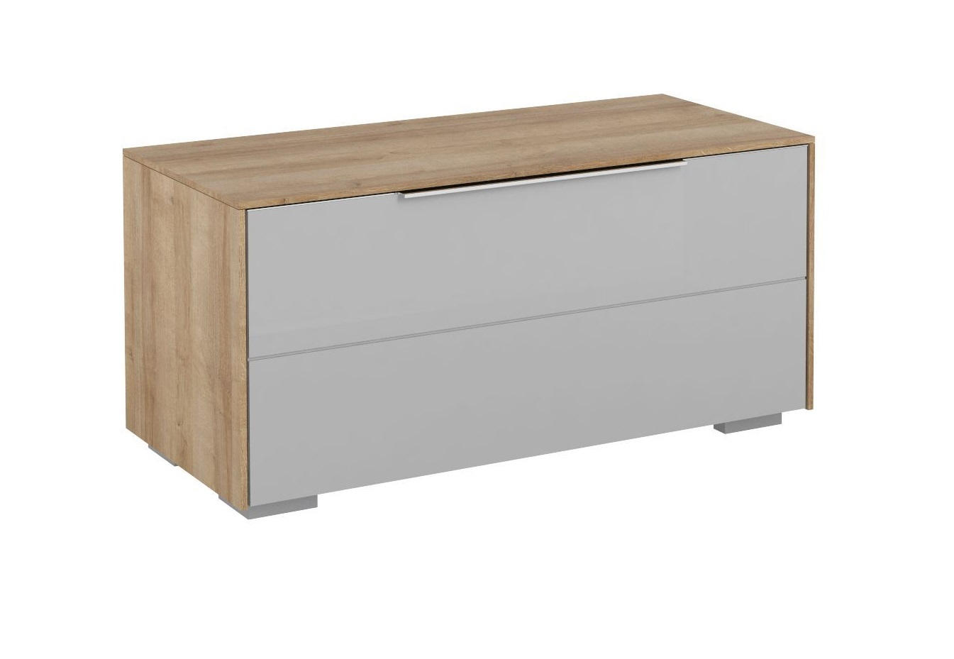 GARDEROBENBANK Eichefarben, Hellgrau - Chromfarben/Eichefarben, Design, Glas/Kunststoff (80,8/38,7/37,3cm) - Voleo
