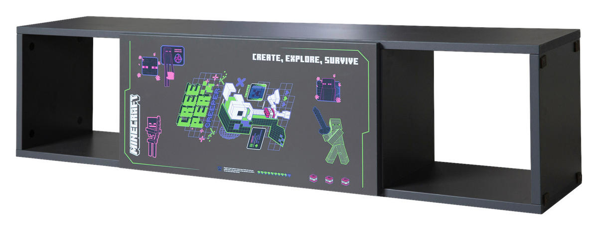 REGAL Anthrazit  - Anthrazit, MODERN, Holzwerkstoff (124/32/32cm) - Minecraft