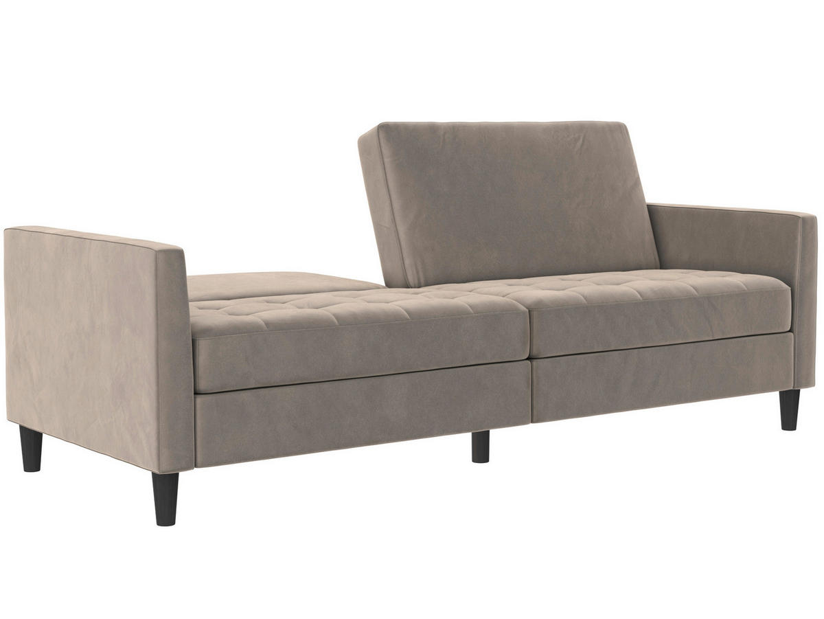 SCHLAFSOFA Velours Taupe  - Taupe/Schwarz, Basics, Kunststoff/Textil (207/86/86cm) - Livetastic