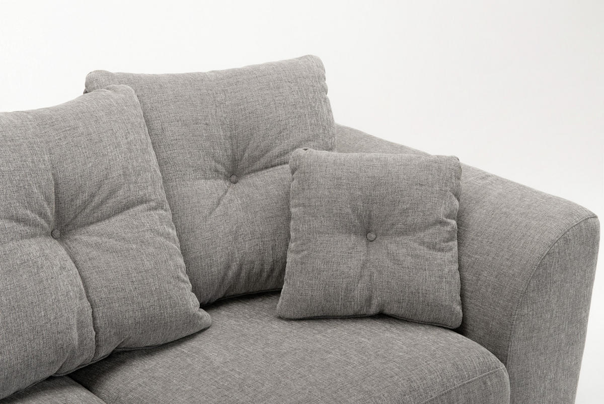SOFFA i grå  - kromfärg/grå, Modern, metall/textil (197/91/97cm) - Welnova