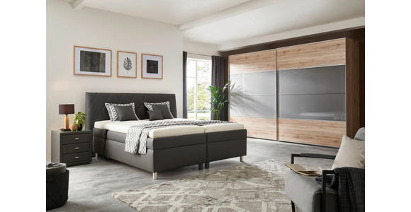POLSTERBETT 180/200 cm in Anthrazit - Anthrazit/Silberfarben, KONVENTIONELL, Holz/Textil (180/200cm) - Esposa