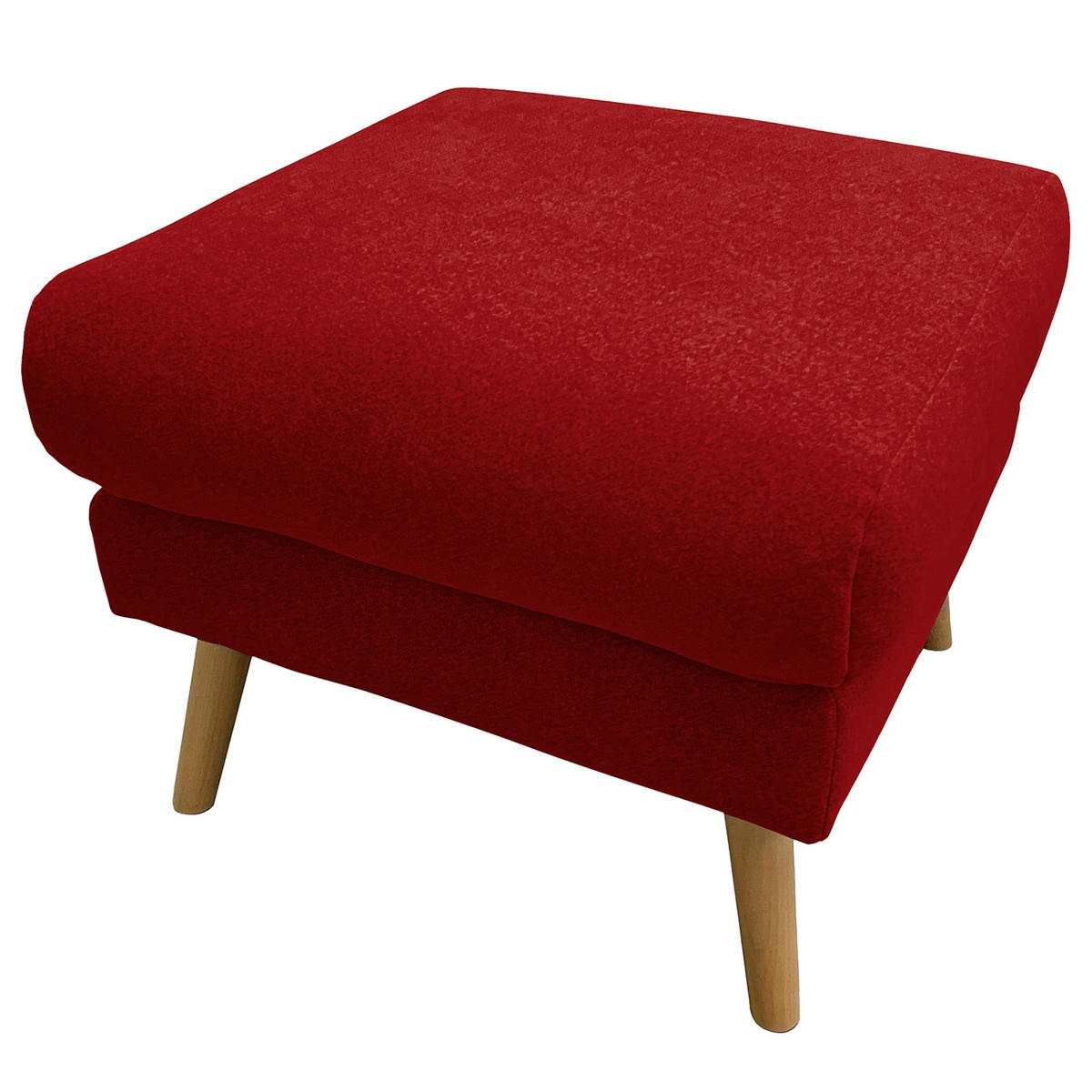 HOCKER in Textil Rot  - Buchefarben/Rot, Design, Holz/Textil (61/49/65cm) - Livetastic