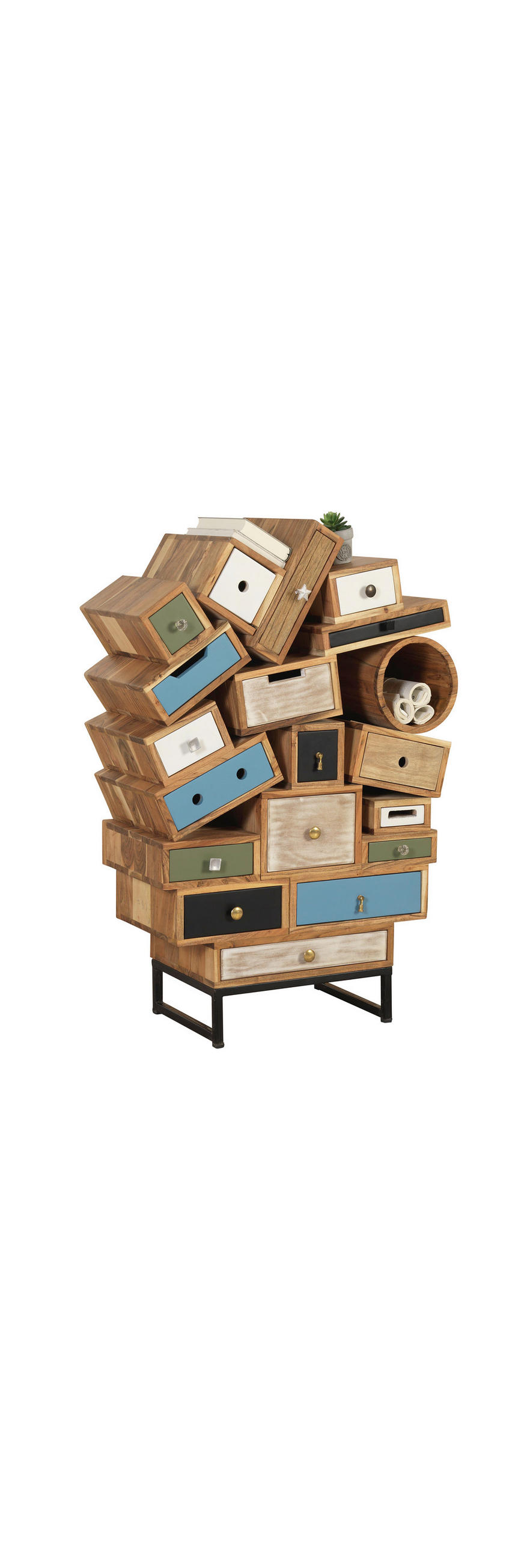 Kommode In Teilmassiv Akazie Mangoholz Recyclingholz Multicolor