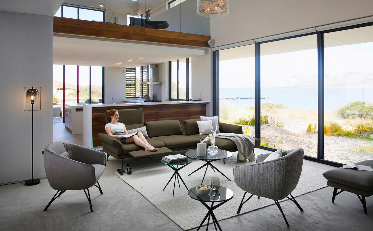 ECKSOFA in Echtleder Grün  308/173 cm  - Anthrazit/Grün, Design, Leder/Metall (308/173cm) - Joop!