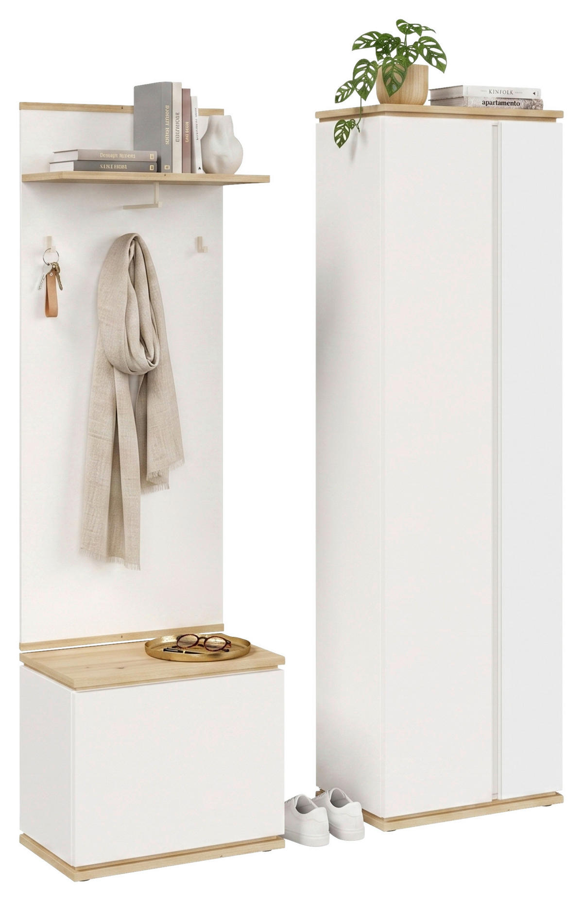 GARDEROBE 3-teilig  in 120/201/38 cm  - Weiß/Eiche Artisan, KONVENTIONELL, Holzwerkstoff (120/201/38cm) - Xora