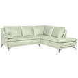 ECKSOFA Weiß Echtleder  - Chromfarben/Weiß, Design, Leder/Metall (242/224cm) - Novel