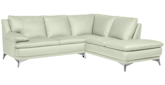 ECKSOFA Weiß Echtleder  - Chromfarben/Weiß, Design, Leder/Metall (242/224cm) - Novel