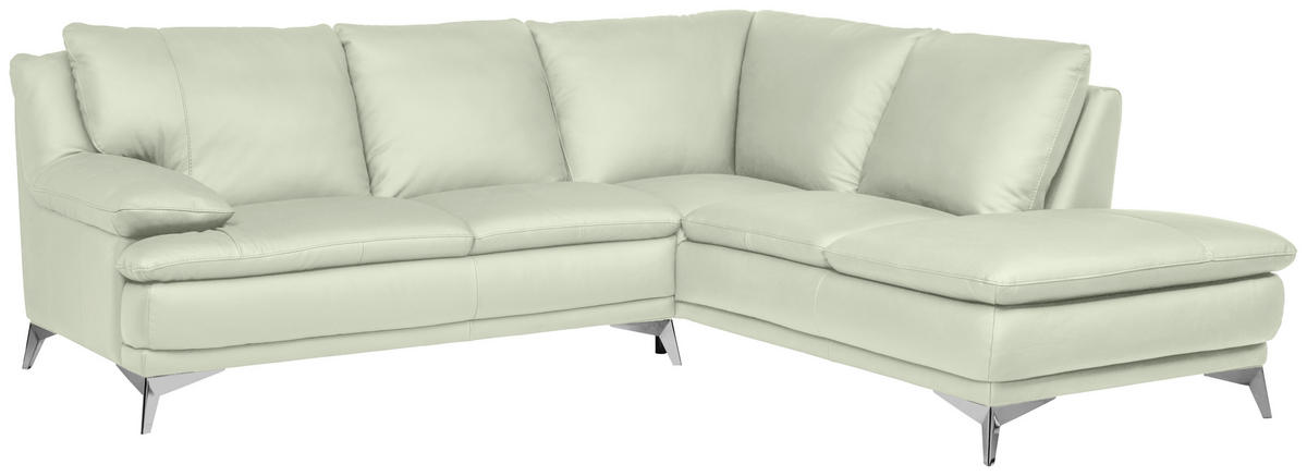 ECKSOFA Weiß Echtleder  - Chromfarben/Weiß, Design, Leder/Metall (242/224cm) - Novel