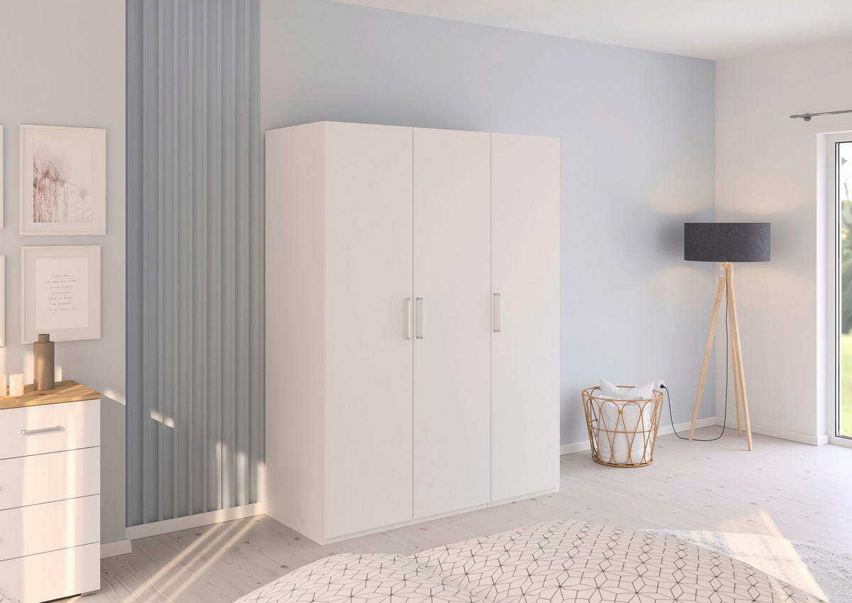 DREHTÜRENSCHRANK in Weiss  - Weiss/Silberfarben, Design, Holzwerkstoff/Kunststoff (151/197/60cm) - Novel