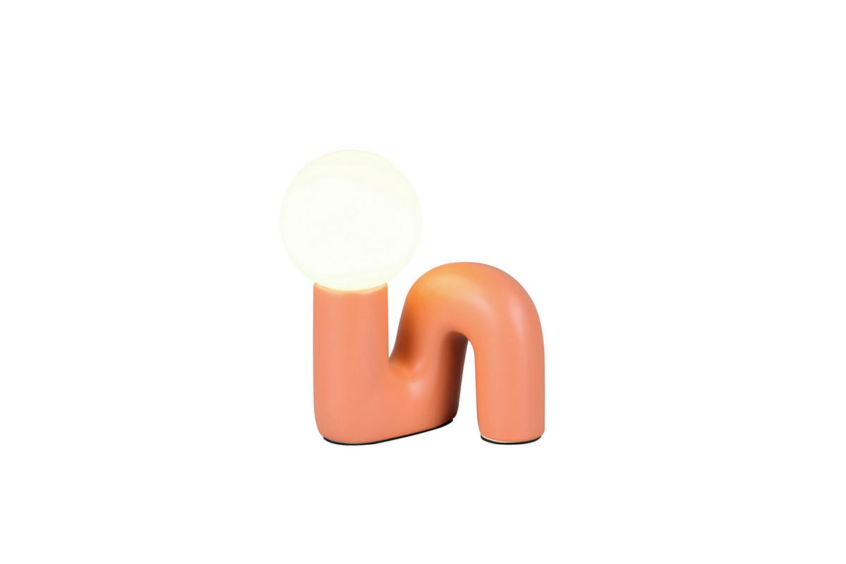 TISCHLEUCHTE Quinn 16,5/21,5/15 cm  - Orange/Weiß, Trend, Glas/Keramik (16,5/21,5/15cm)
