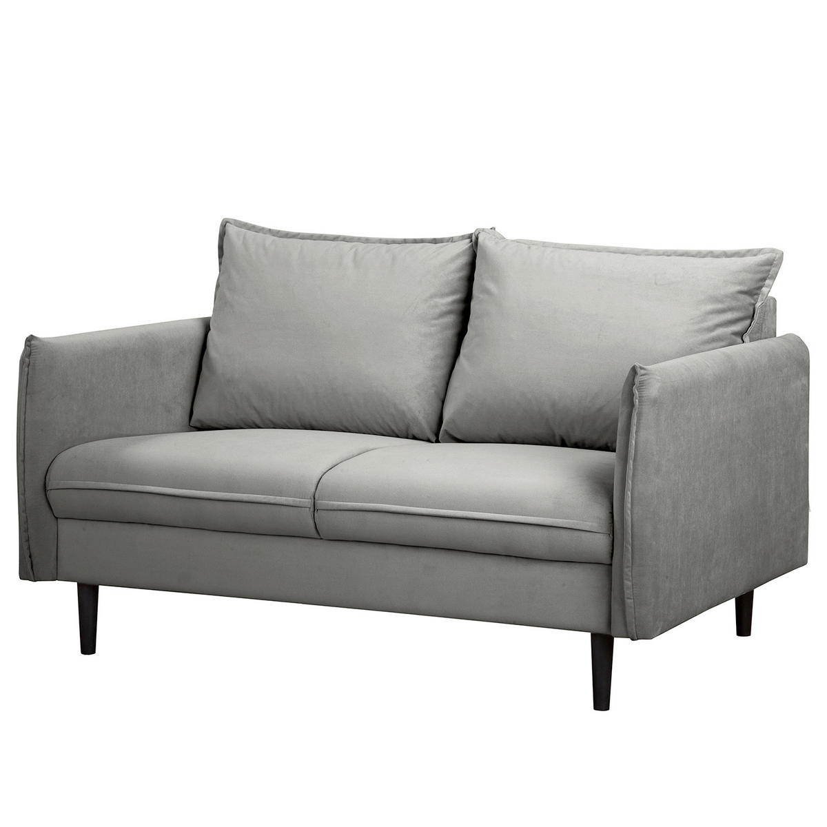 2-SITZER-SOFA JULI in Samt Dunkelgrau  - Dunkelgrau/Schwarz, Design, Holz/Textil (138/86/100cm) - P & B