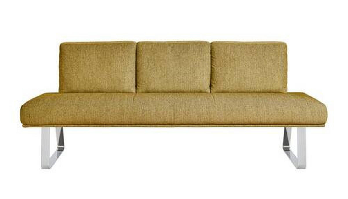 SITZBANK 224/92/78 cm  in Gelb  - Chromfarben/Gelb, Design, Textil/Metall (224/92/78cm) - Dieter Knoll
