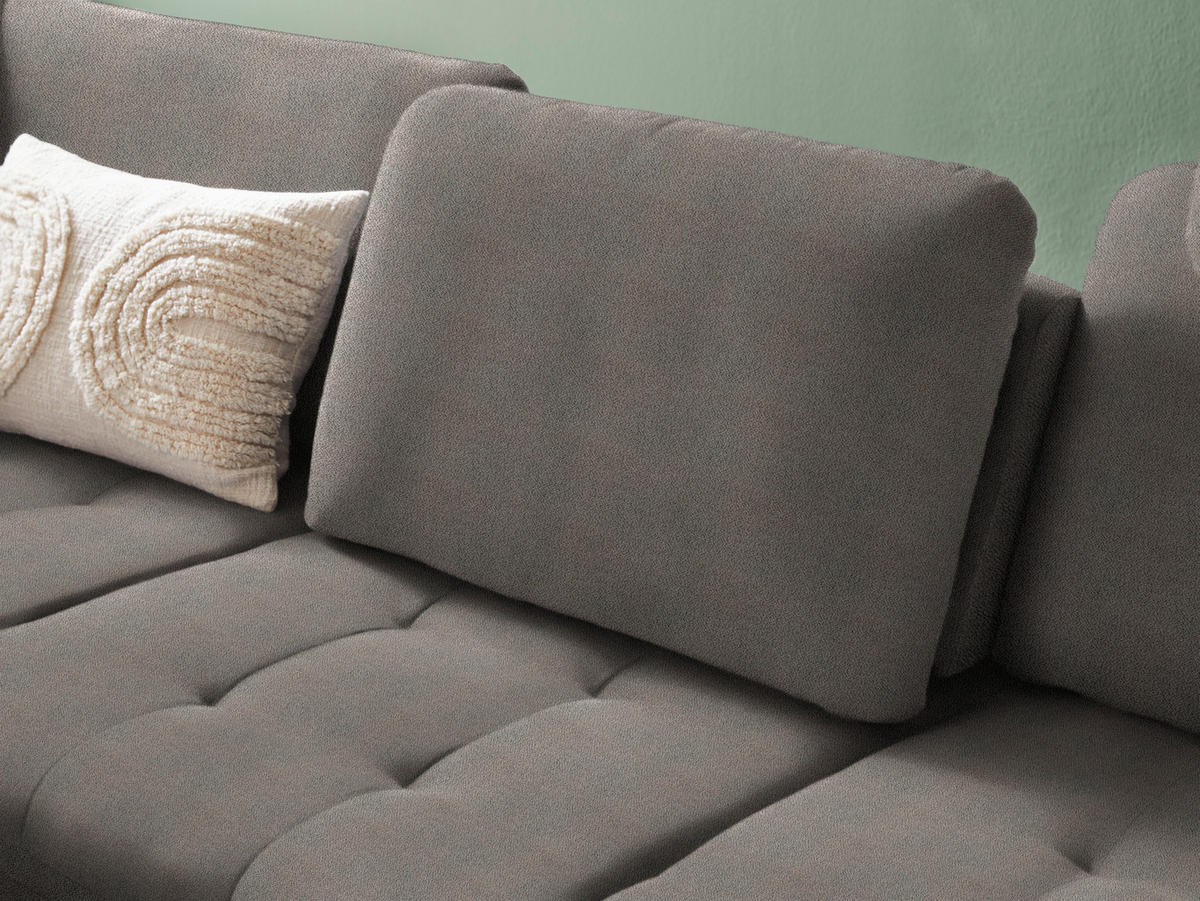 ECKSOFA Greige Flachgewebe  - Greige/Schwarz, Natur, Textil/Metall (233/288cm) - Valnatura