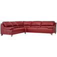 ECKSOFA in Echtleder Rot  - Rot/Schwarz, Design, Leder/Metall (253/290cm) - Xora