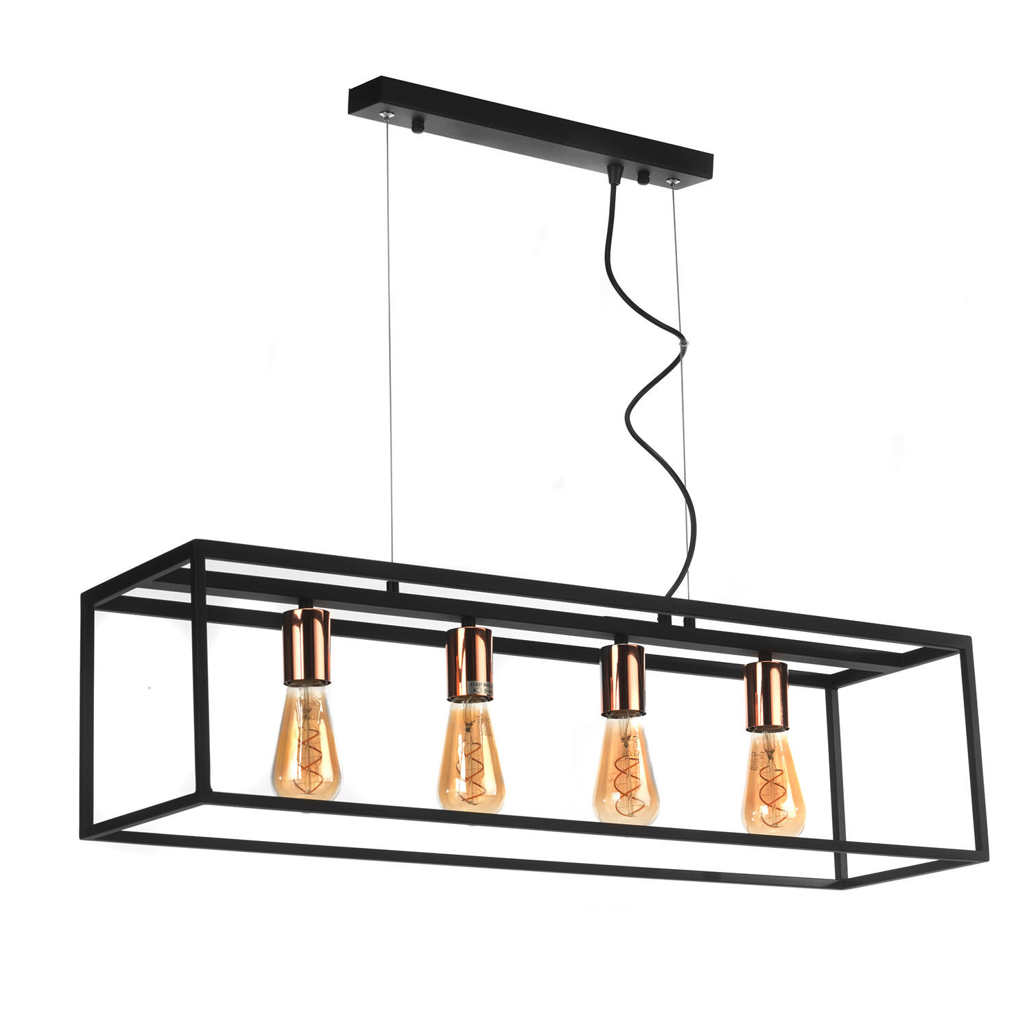 HÄNGELEUCHTE 85/22/110 cm  - Schwarz/Kupferfarben, Design, Metall (85/22/110cm)
