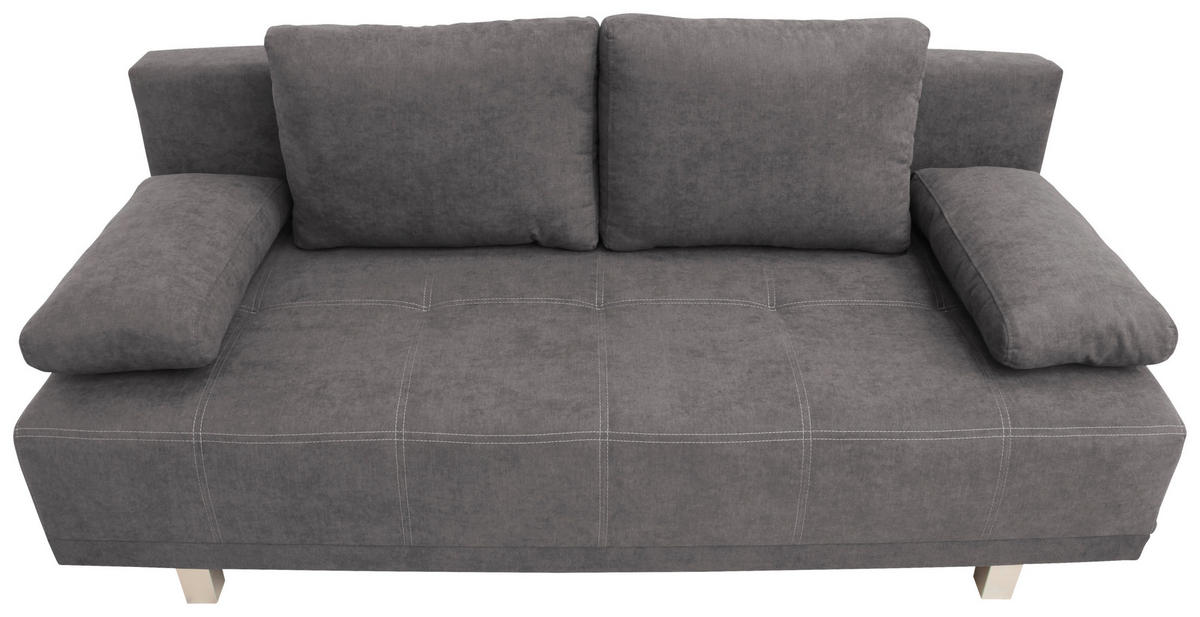 SCHLAFSOFA in Samt Graubraun  - Chromfarben/Graubraun, Design, Kunststoff/Textil (194/77/89cm) - MID.YOU