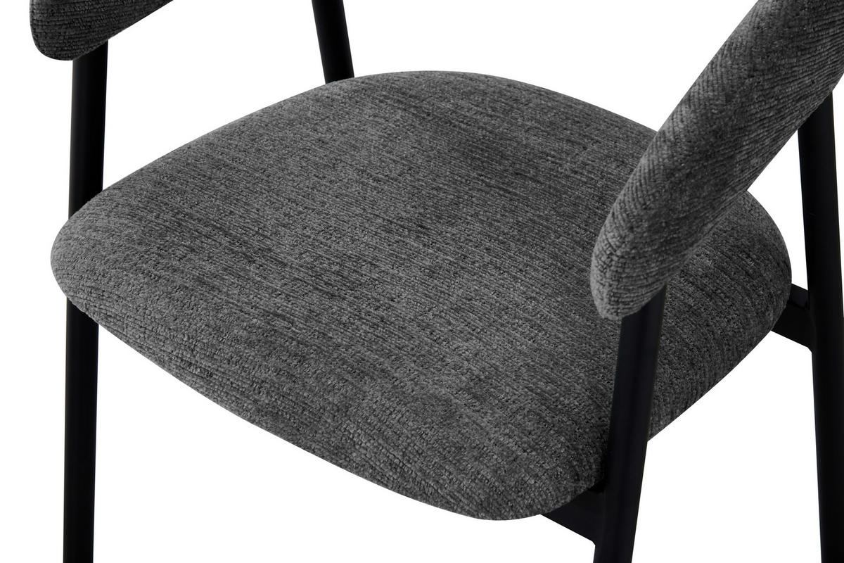 ARMLEHNSTUHL  inklusive Armlehnen Struktur  Grau, Schwarz  - Schwarz/Grau, MODERN, Holz/Textil (53/80/55cm) - Livetastic
