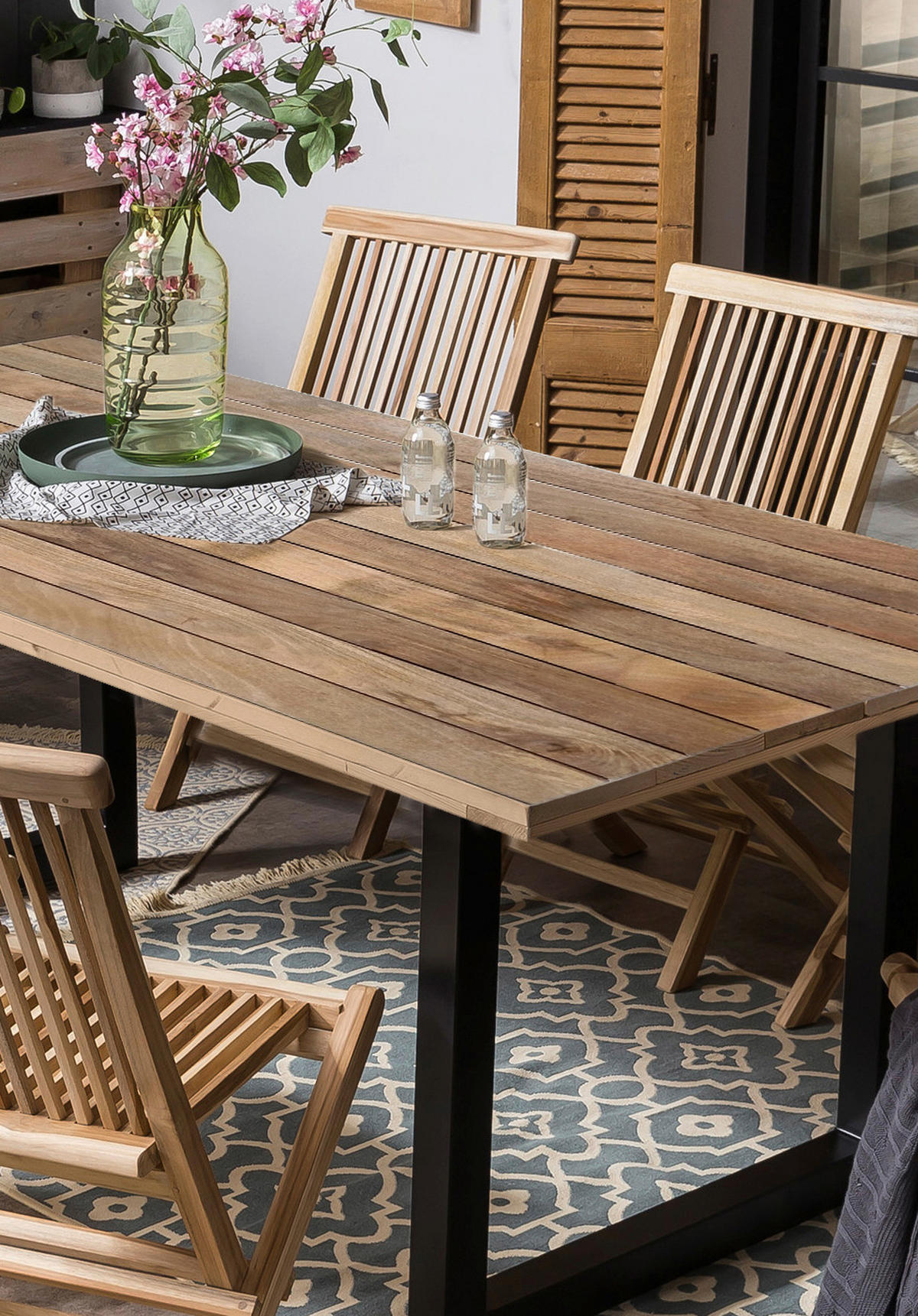 ESSTISCH Mangoholz rechteckig Naturfarben, Schwarz  - Schwarz/Naturfarben, Design, Holz/Metall (160/90/77cm) - Livetastic