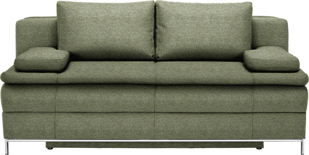 BOXSPRINGSOFA in Flachgewebe Grün  - Chromfarben/Grün, Design, Textil/Metall (200/93/107cm) - Novel