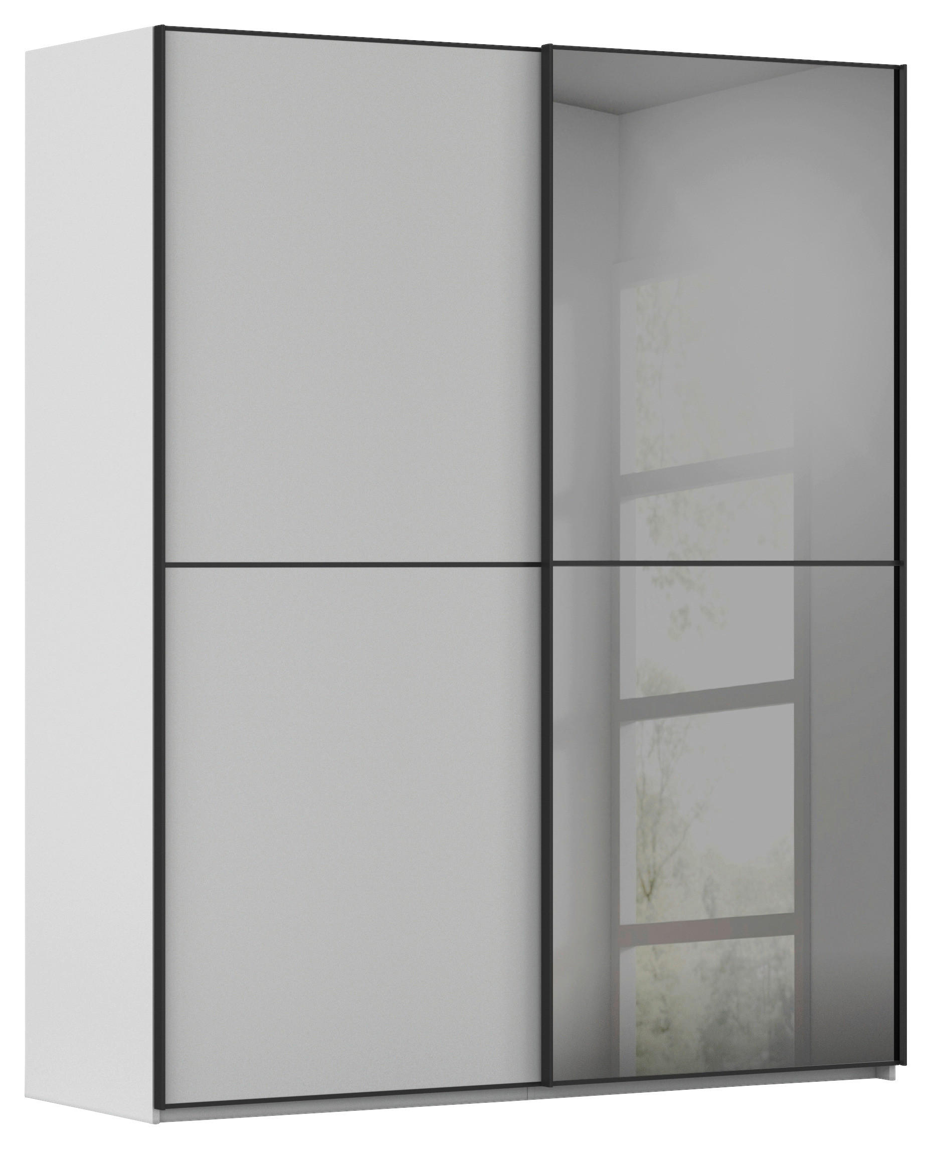 SCHWEBETÜRENSCHRANK 162/223/68 cm 2-türig Grau, Schwarz  - Schwarz/Grau, KONVENTIONELL, Glas/Holzwerkstoff (162/223/68cm) - Novel