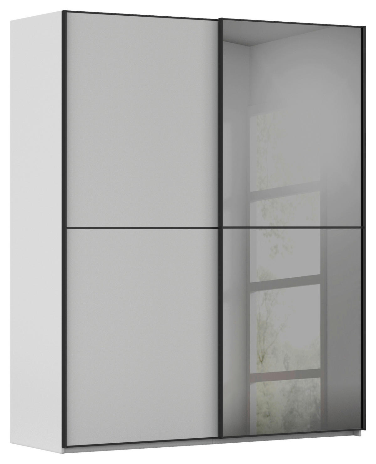 SCHWEBETÜRENSCHRANK 162/223/68 cm 2-türig Grau, Schwarz  - Schwarz/Grau, KONVENTIONELL, Glas/Holzwerkstoff (162/223/68cm) - Novel