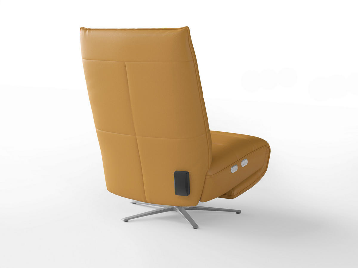 RELAXSESSEL Leder Currygelb  - Currygelb/Silberfarben, Basics, Leder/Metall (80/109/98cm) - Sit & More
