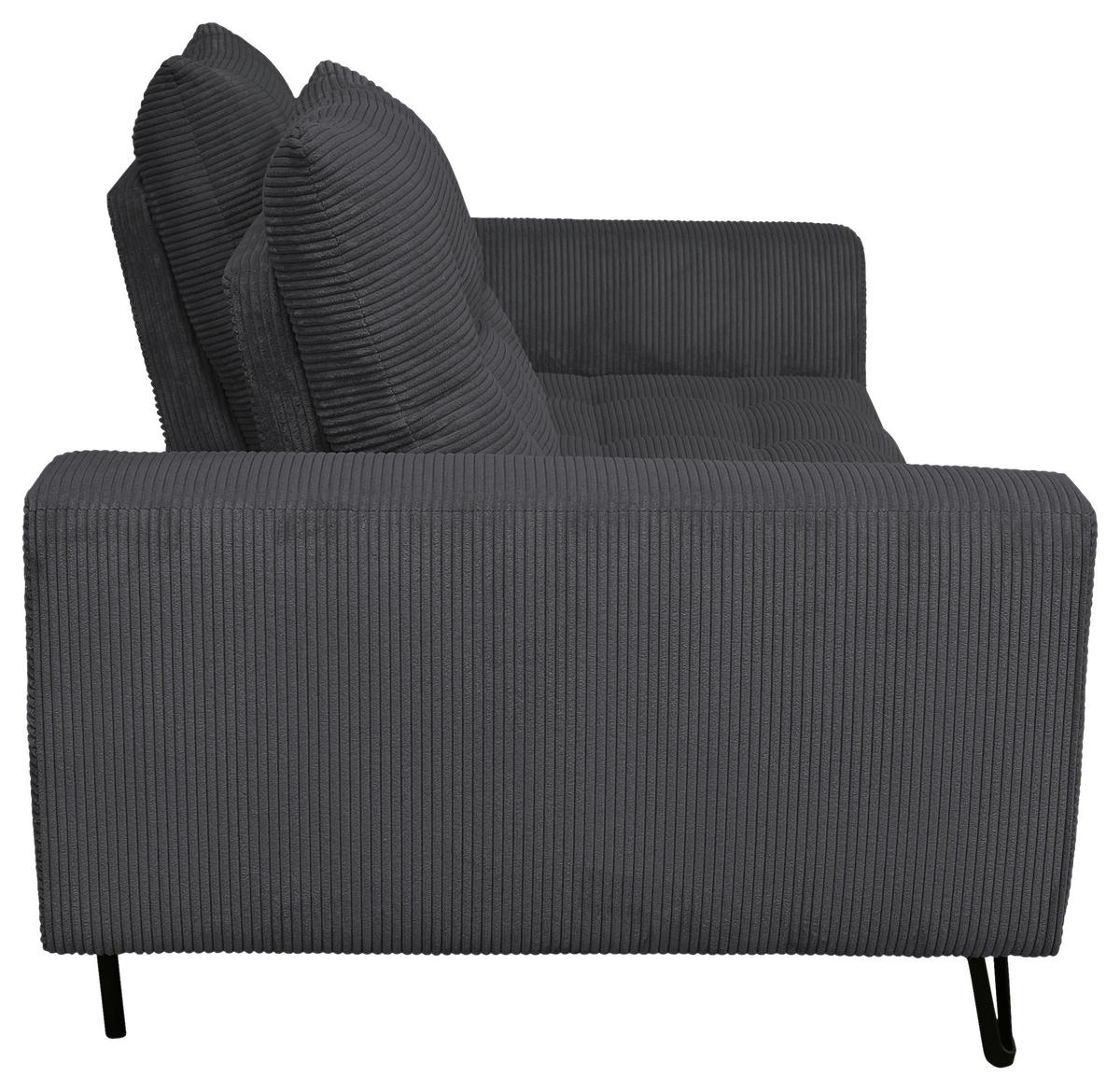 BIGSOFA Cord Anthrazit  - Anthrazit/Schwarz, KONVENTIONELL, Textil/Metall (246/100/116cm) - Carryhome