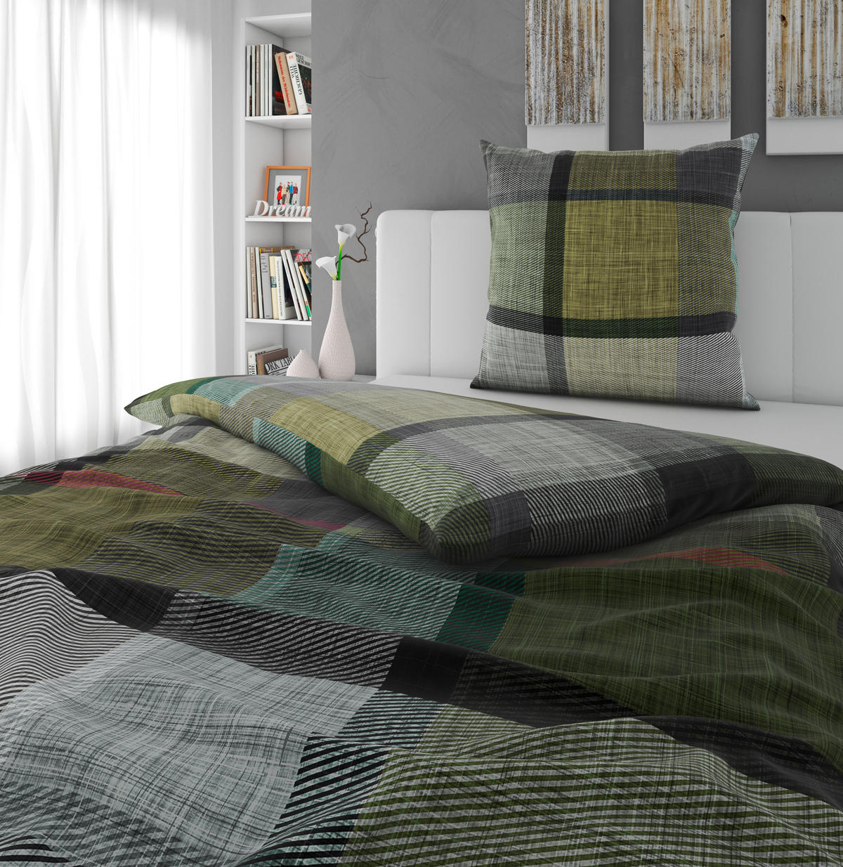 BETTWÄSCHE Flanell 155/220 cm  - Grün, Textil (155/220cm) - Novel