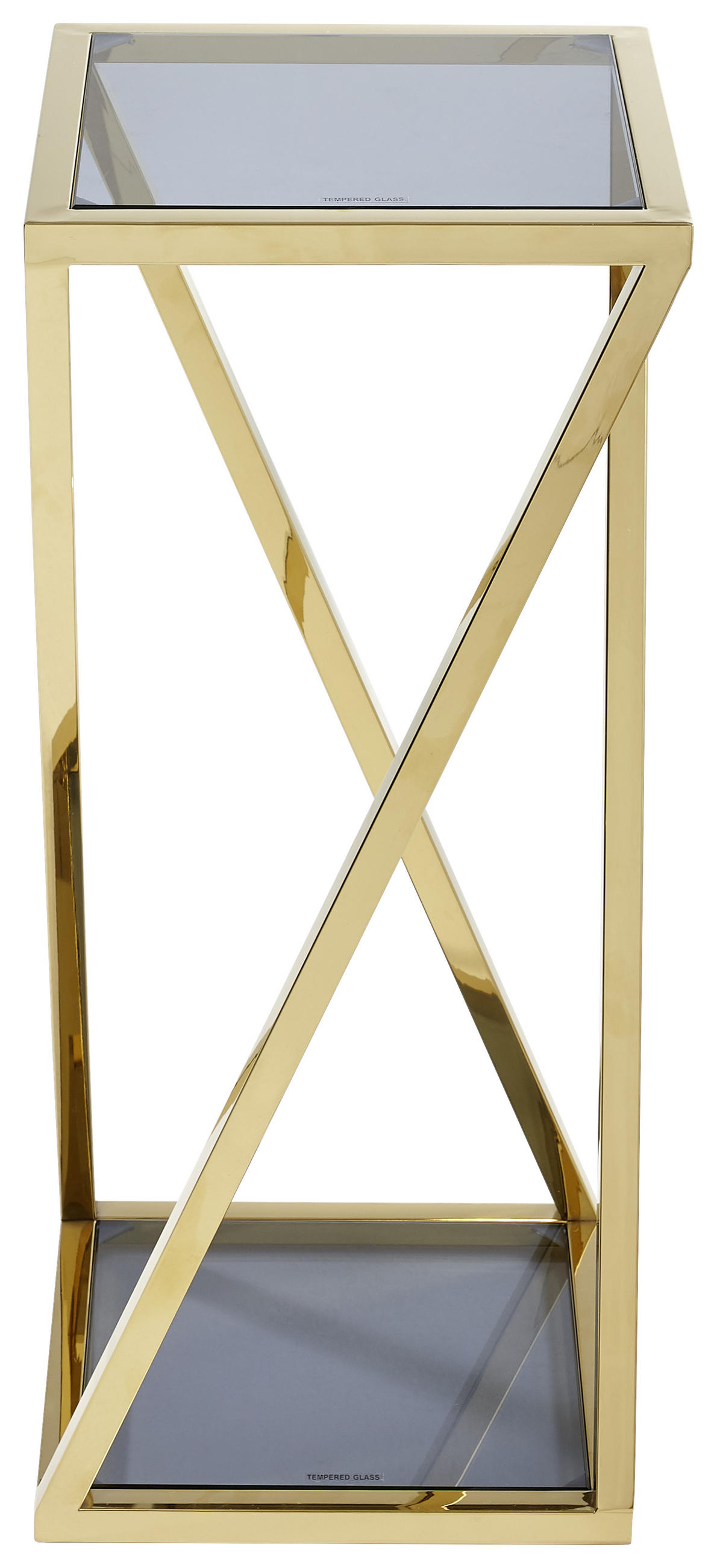 BLUMENSÄULE Metall, Glas - Blau/Goldfarben, Design, Glas/Metall (30/30/70cm) - Xora