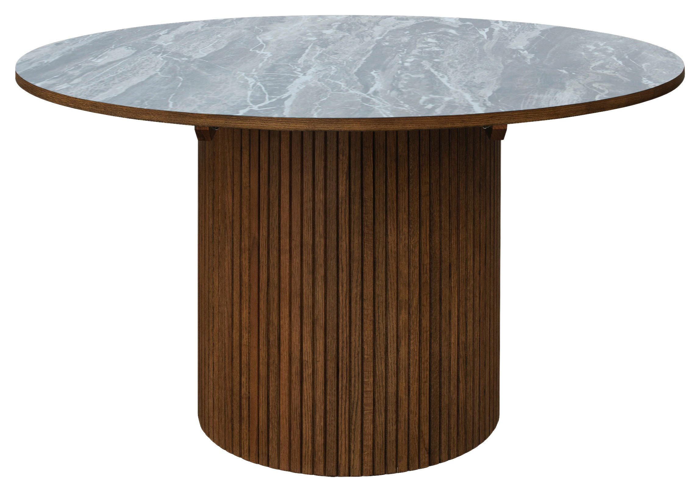 MATBORD 130-180/130/75 cm imitation, delar i massivt trä  trä finns i olika trädekorer rund ljusgrå, mörkbrun  - ljusgrå/mörkbrun, Modern, trä (130-180/130/75cm) - Niels Andersson
